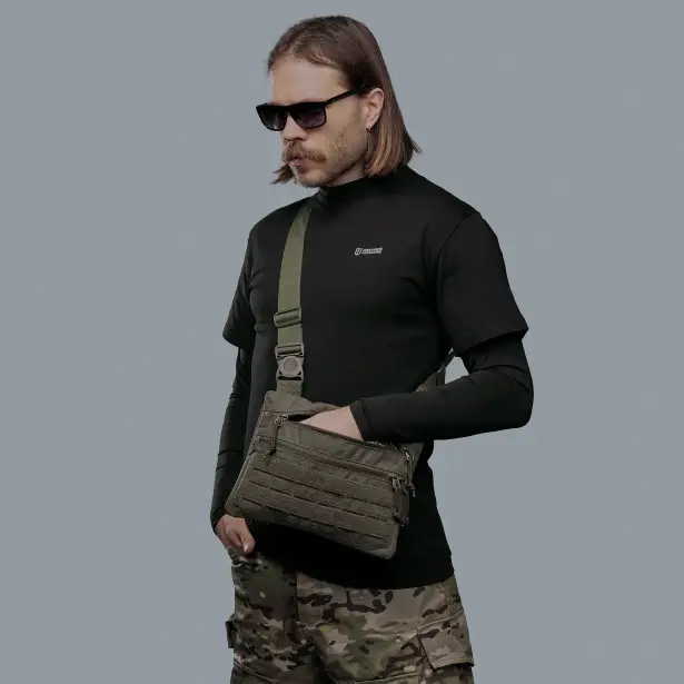 3 - Плечевая однолямочная сумка. Увеличенная. Cordura 1000D Олива