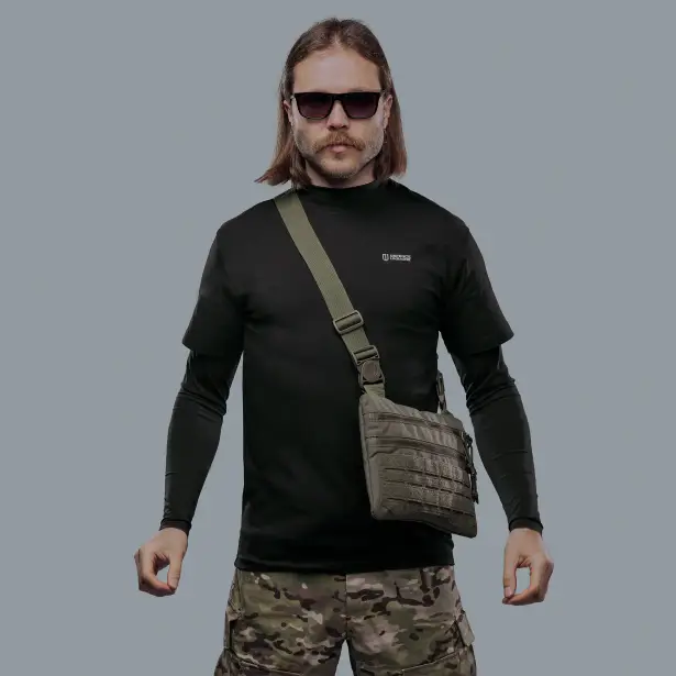 4 - Плечевая однолямочная сумка. Увеличенная. Cordura 1000D Олива