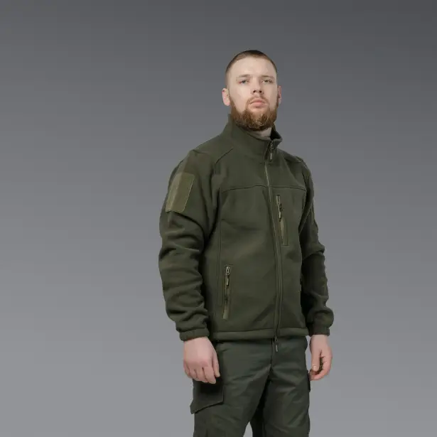 5 - Флісова тактична кофта на блискавці. Олива. Polyester. Розмір M