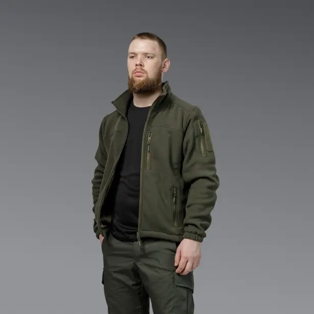 4 - Флісова тактична кофта на блискавці. Олива. Polyester. Розмір M
