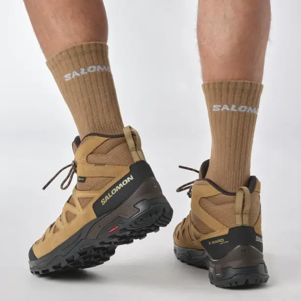 8 - Треккинговые ботинки Salomon X Ward Leather MID Gore-Tex. Койот. Размер 46 2/3
