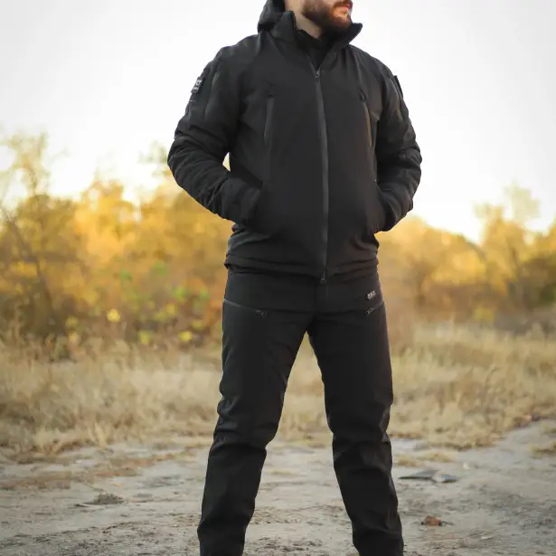 6 - Куртка тактична Softshell ХАНТЕР. Осінь-Весна Чорний. Розмір L (48-50)