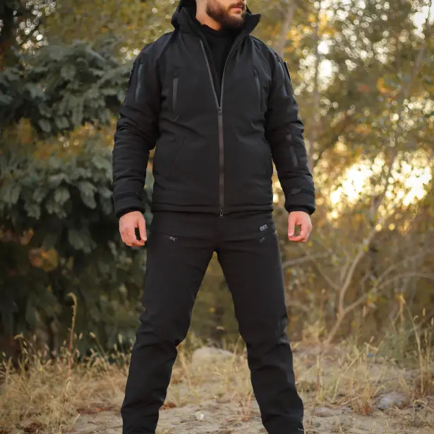 10 - Куртка тактична Softshell ХАНТЕР. Осінь-Весна Чорний. Розмір XL (52-54)