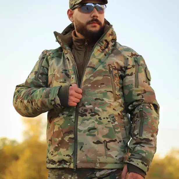 1 - Куртка тактическая Softshell ХАНТЕР. Осень-Весна Мультикам. Размер XL (52-54)