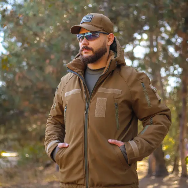 1 - Куртка тактична Softshell ХАНТЕР. Осінь-Весна Койот. Розмір 3XL (60-62)