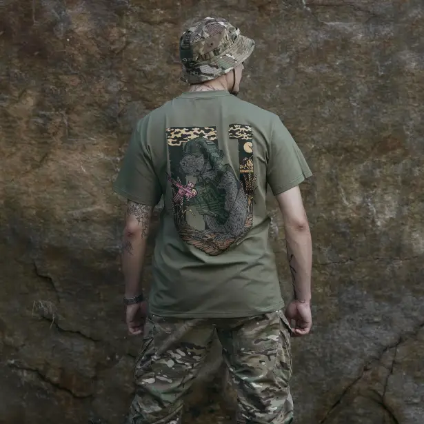 4 - Футболка Military Capybara. Бавовна/еластан. Олива. Розмір XL