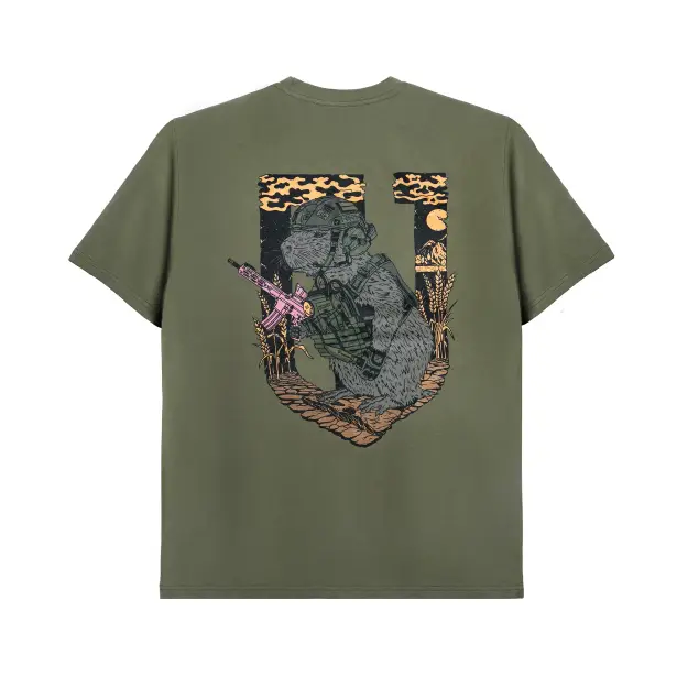 1 - Футболка Military Capybara. Бавовна/еластан. Олива. Розмір S