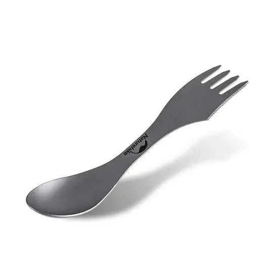 1 - Ложка-вилка-нож титановая Naturehike Titanium NH19T012. Серый