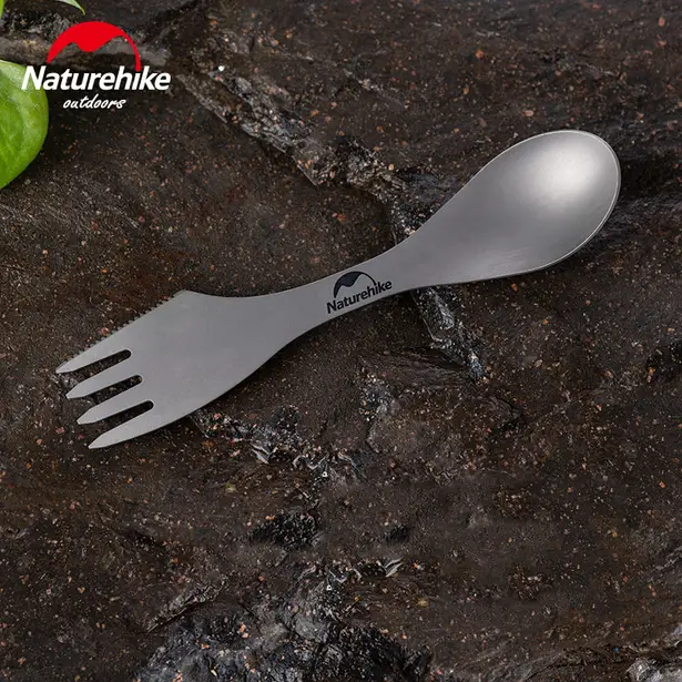 3 - Ложка-вилка-нож титановая Naturehike Titanium NH19T012. Серый
