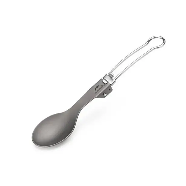 1 - Ложка титановая с мешочком Naturehike Titanium NH19C001-J. Серая