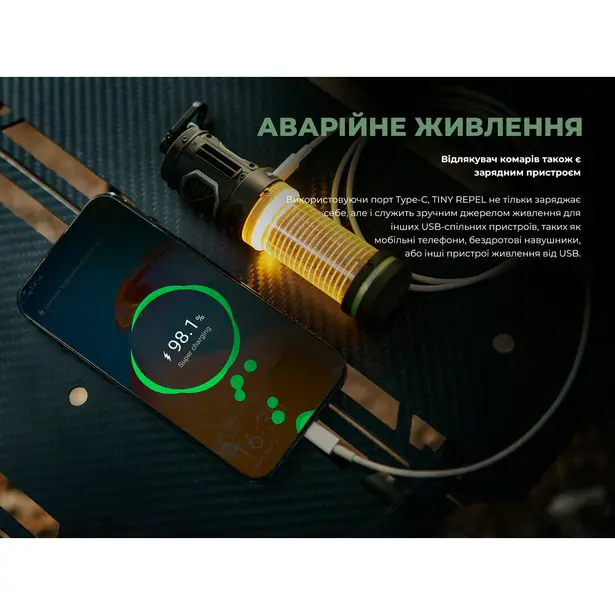 14 - Портативный фумигатор-фонарь кемпинговый Flextail Tiny Repel S. Зелёный