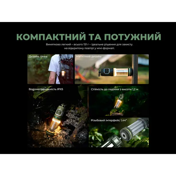 15 - Портативный фумигатор-фонарь кемпинговый Flextail Tiny Repel S. Зелёный