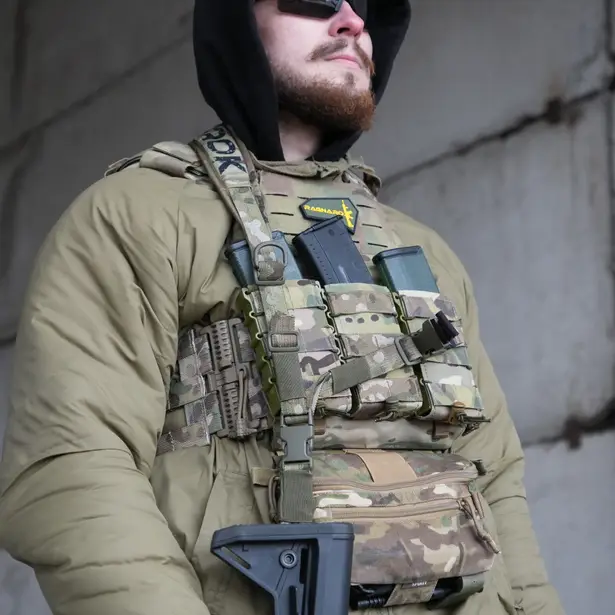 8 - Ремень оружейный трехточечный RAGNAROK с широким наплечником KRAKEN carbine. Мультикам