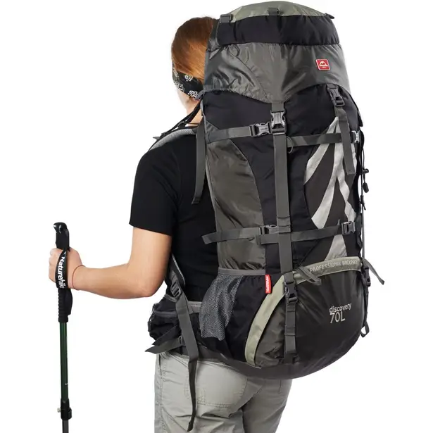 9 - Рюкзак туристичний Naturehike NH70B070-B, 70л+5л. Чорно-сірий