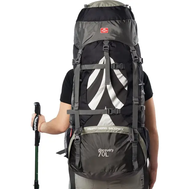 8 - Рюкзак туристичний Naturehike NH70B070-B, 70л+5л. Чорно-сірий