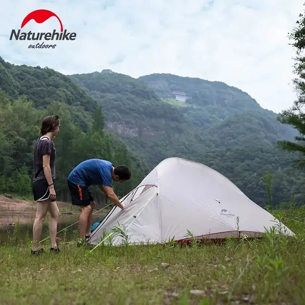 6 - Намет надлегкий тримісний  з футпринтом Naturehike Cloud Up 3 Updated NH18T030-T, 210T, зелений