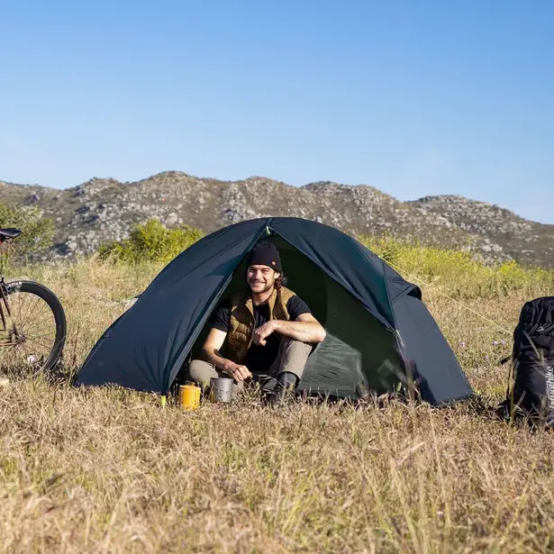 3 - Намет надлегкий одномісний  з футпринтом Naturehike Cycling 1 NH18A095-D, 210T, темно-синій