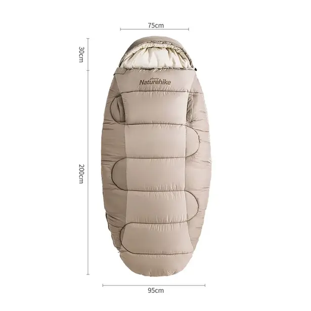 2 - Спальний мішок овальний Naturehike PS300 NH20MSD03, правий, бежевий
