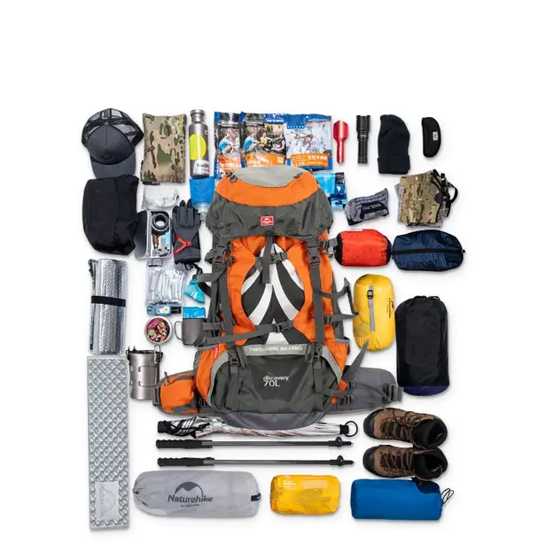 2 - Рюкзак туристический Naturehike NH70B070-B, 70л+5л. Черный