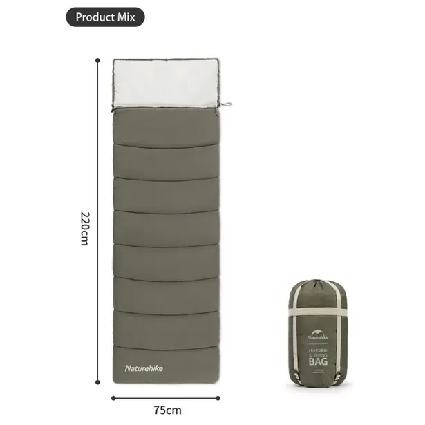 4 - Спальник з капюшоном Naturehike LD350 CNK2300SD016, темно-зелений