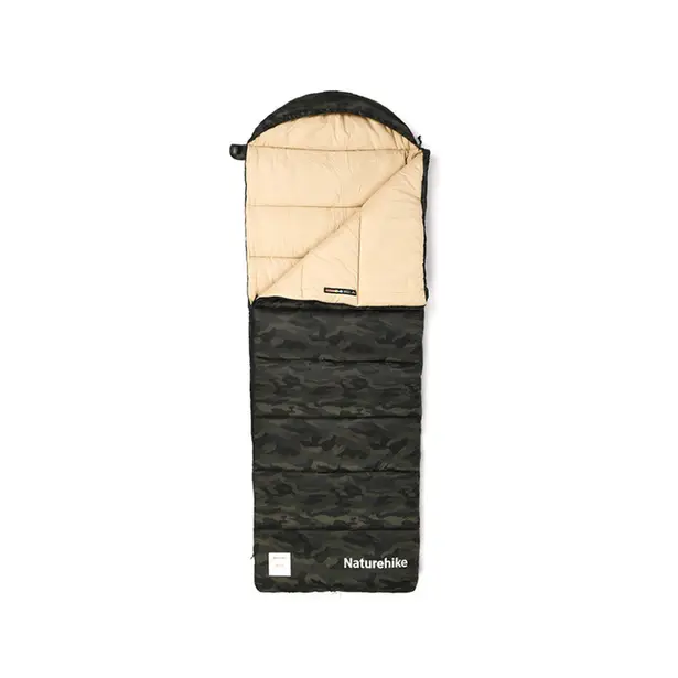 1 - Спальний мішок з капюшоном Naturehike M320 CNK2350WS023, зелений камуфляж, правий