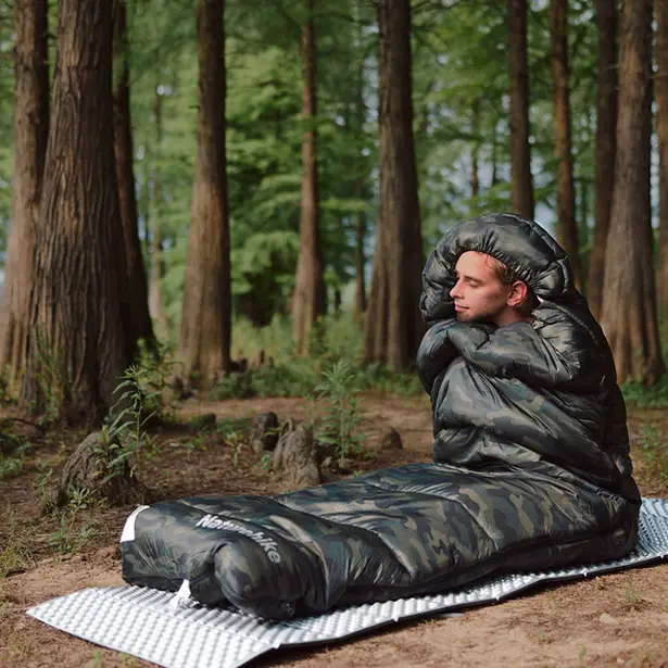 4 - Спальний мішок з капюшоном Naturehike M320 CNK2350WS023, зелений камуфляж, правий
