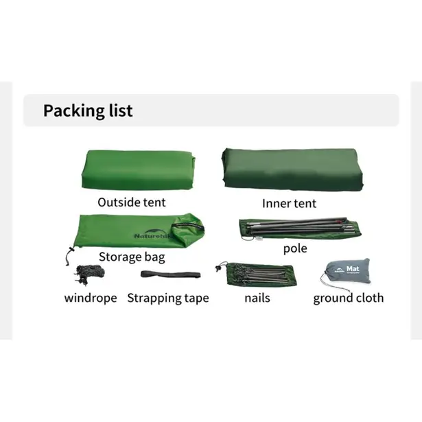 20 - Намет надлегкий одномісний Naturehike Cloud Up Base 1 CNK2450WS032, зелений