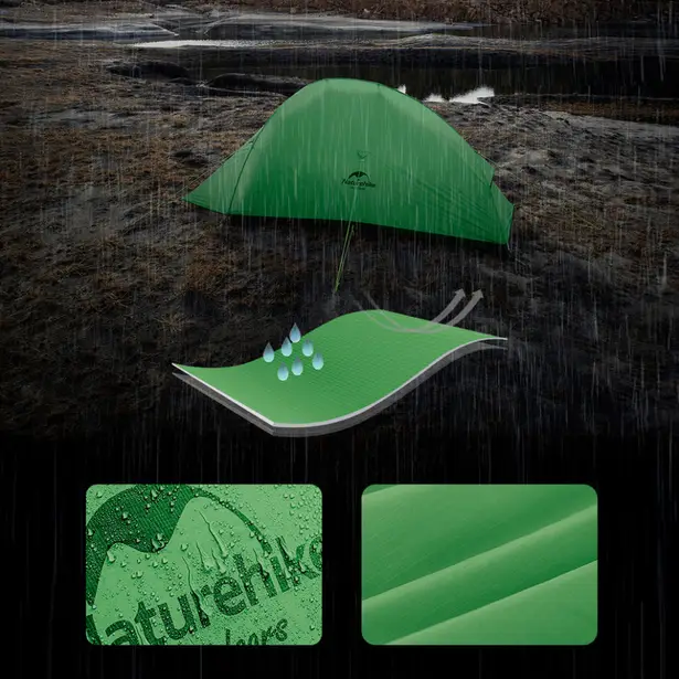 8 - Намет надлегкий одномісний Naturehike Cloud Up Base 1 CNK2450WS032, зелений