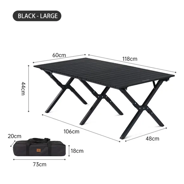 2 - Розкладний стіл великий Naturehike CNK2300JU010, алюміній, чорний