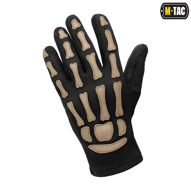 2 - Тактические перчатки M-Tac Skeleton Nomex. Черный/Койот
