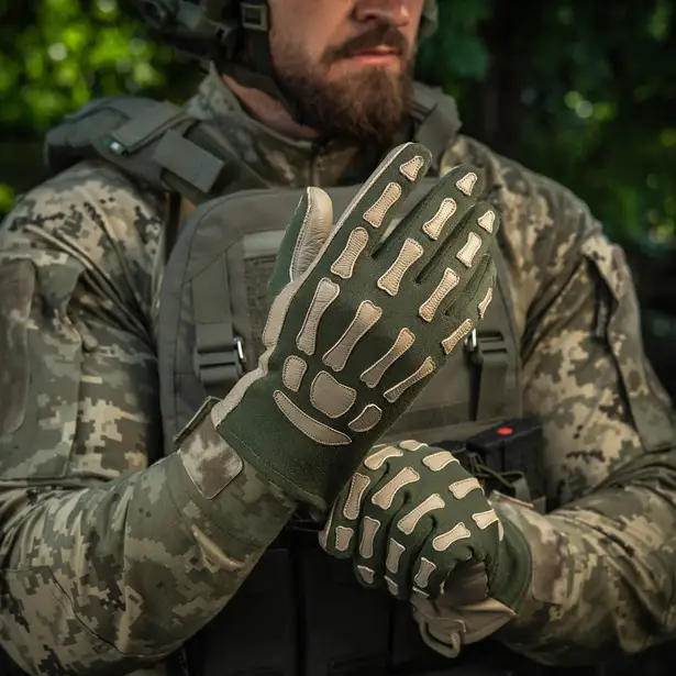 12 - Тактичні рукавички M-Tac Skeleton Nomex. Олива/Койот