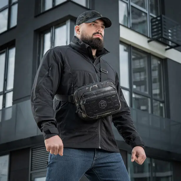 14 - Плечевая однолямковая сумка M-TAC EDC Bag Elite. Multicam Black