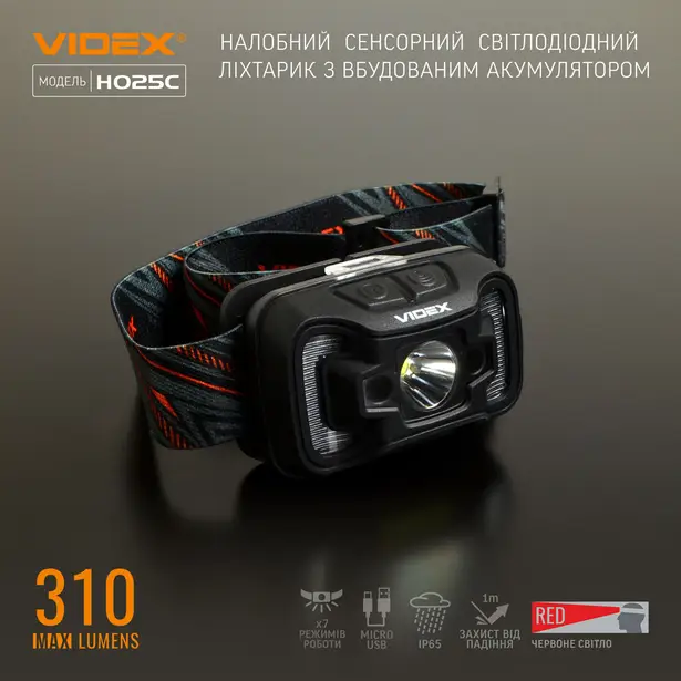 9 - Налобный светодиодный фонарь VIDEX 310Lm 5000K