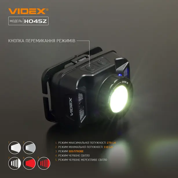 9 - Налобный светодиодный фонарь VIDEX 270Lm 5000K