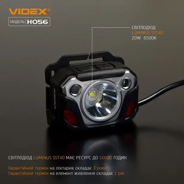 5 - Налобный светодиодный фонарь VIDEX 1400Lm 6500K