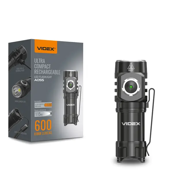 1 - Портативный светодиодный фонарик VIDEX 600Lm 5700K