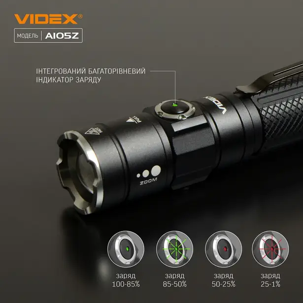 10 - Портативный светодиодный фонарик VIDEX 1200Lm 5000K