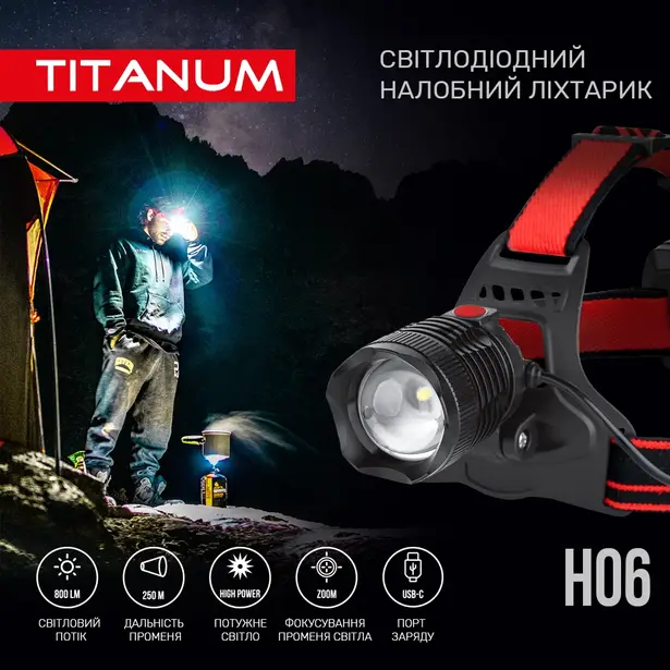 8 - Налобний світлодіодний ліхтар TITANUM 800Lm 6500K