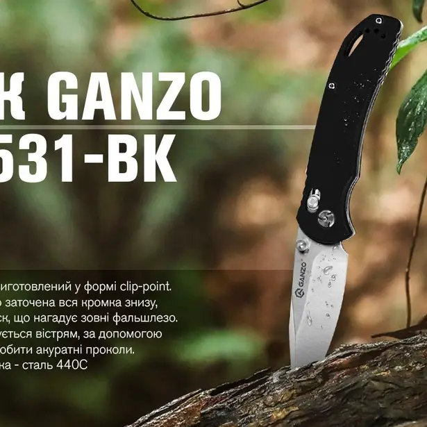 14 - Нож складной Ganzo G7531-BK. Черный