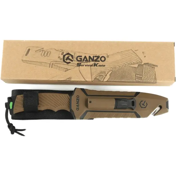 9 - Нож с паракордом Ganzo G8012V2-DY, коричневый