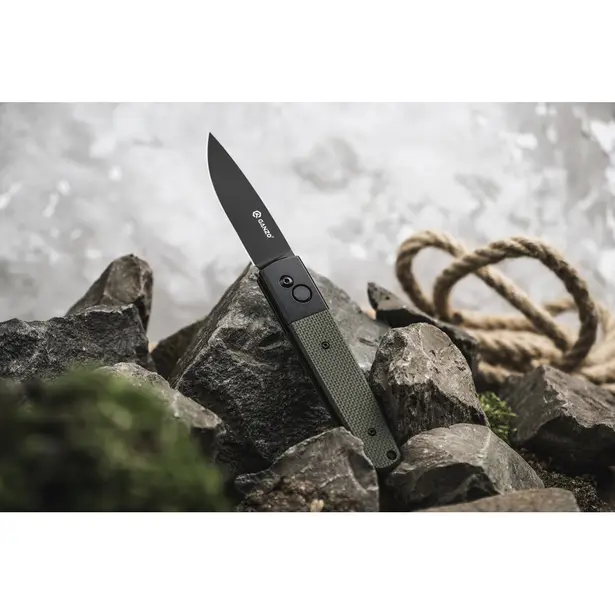 10 - Нож складной Ganzo G721B-GR зеленый, черный клинок