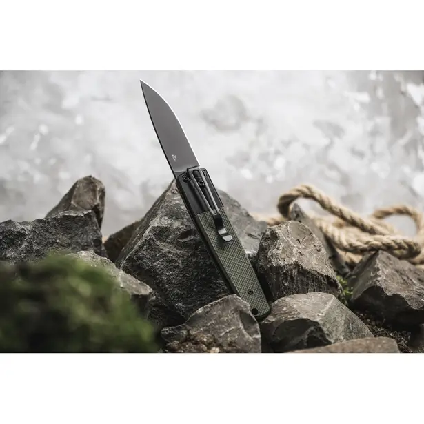 9 - Нож складной Ganzo G721B-GR зеленый, черный клинок