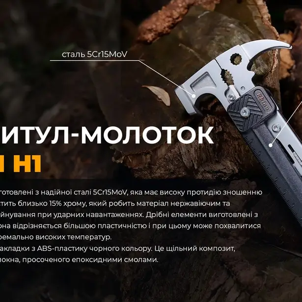 17 - Мультитул-молоток Roxon H1, черный
