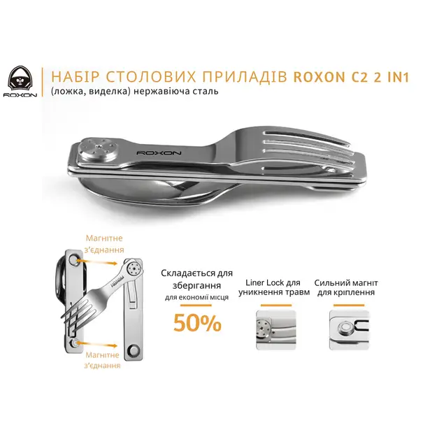 8 - Набор столовых приборов Roxon C2 2 in1 (ложка, вилка), нержавеющая сталь