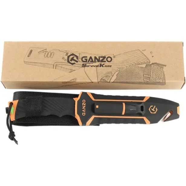 9 - Нож с паракордом Ganzo G8012V2-OR, оранжевый