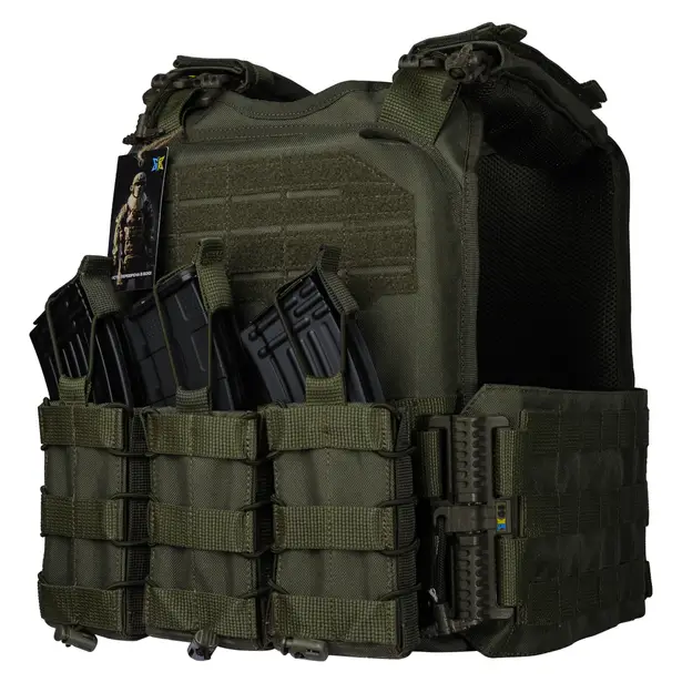 1 - Плитоноска Ares Gen.2 (Комплект 3 підсумки) З системою швидкого скидання, для бронеплит розміром 25х30 см. Колір Олива