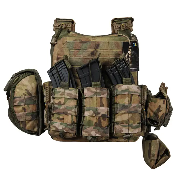 2 - Плитоноска Ares Gen.2. (Комплект 7 підсумків) з системою швидкого скидання. Molle. Колір Мультикам