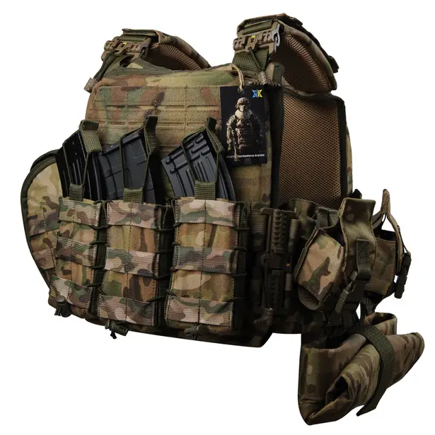 1 - Плитоноска Ares Gen.2. (Комплект 7 підсумків) з системою швидкого скидання. Molle. Колір Мультикам