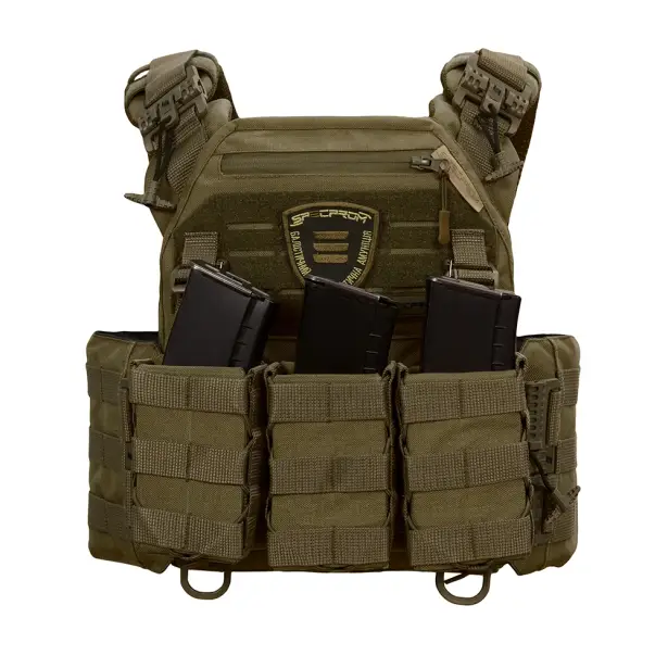 2 - Плитоноска Warmor Gen.3 Pro з системою швидкого скидання. (Комплект 3 підсумки) Molle. Колір Олива