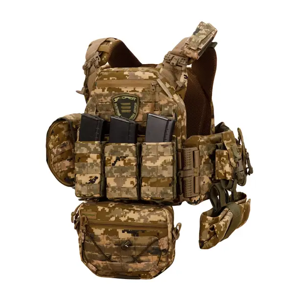 1 - Плитоноска Warmor Gen.3 Pro Max. Система швидкого скидання. (Комплект 7 підсумків). Колір Піксель ММ14